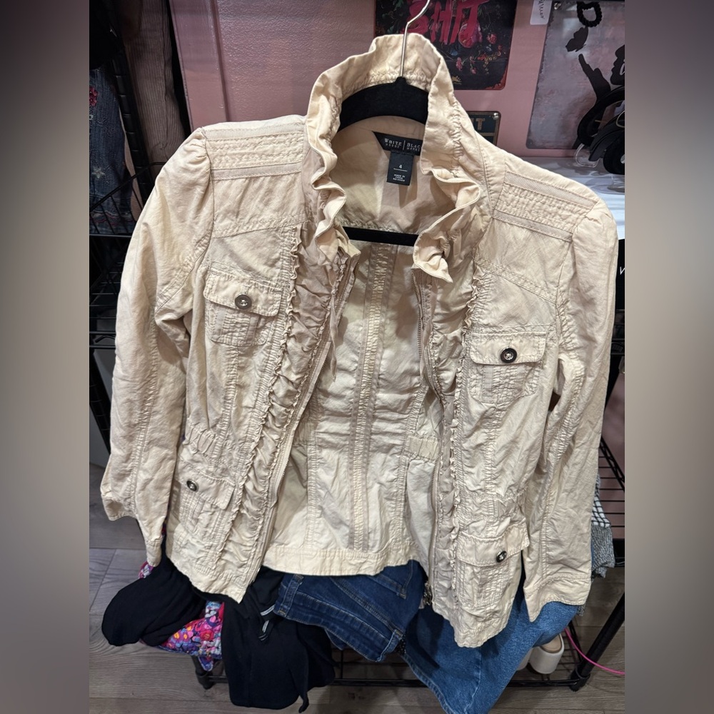 White House Black Market Cream Utility Jacket
